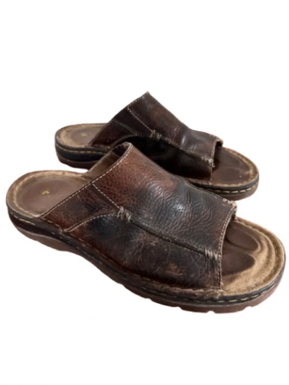 Vintage Dr. Martens Open Toe Sandals Brown Leather Slide Casual Distressed 11